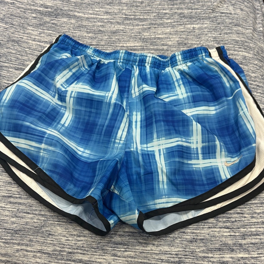 Nike Women's Blue Checkered Athletic Shorts